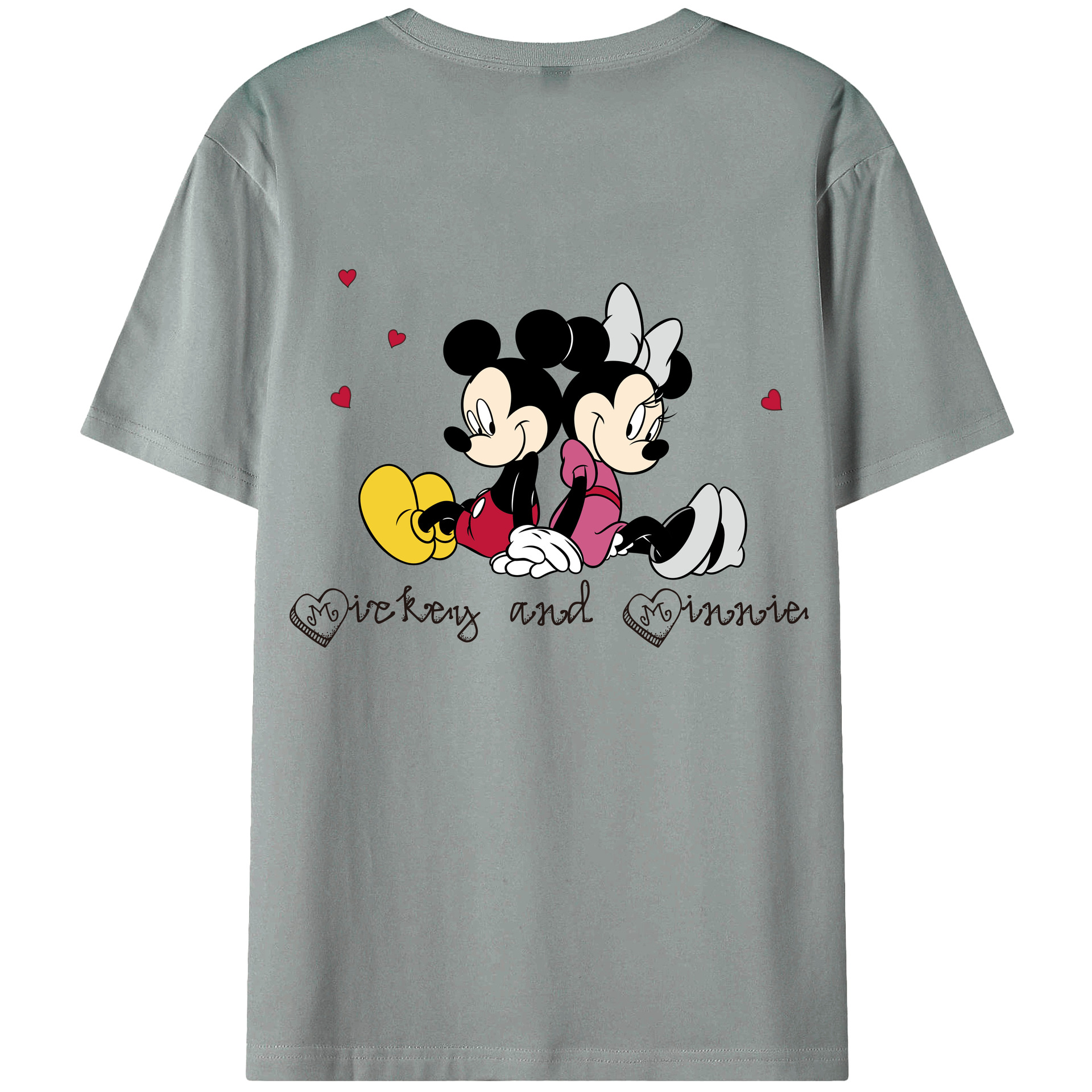 ミッキーマウス Mickey Mouse 綿100％ メンズ半袖Tシャツ（バックプリント） 通気性